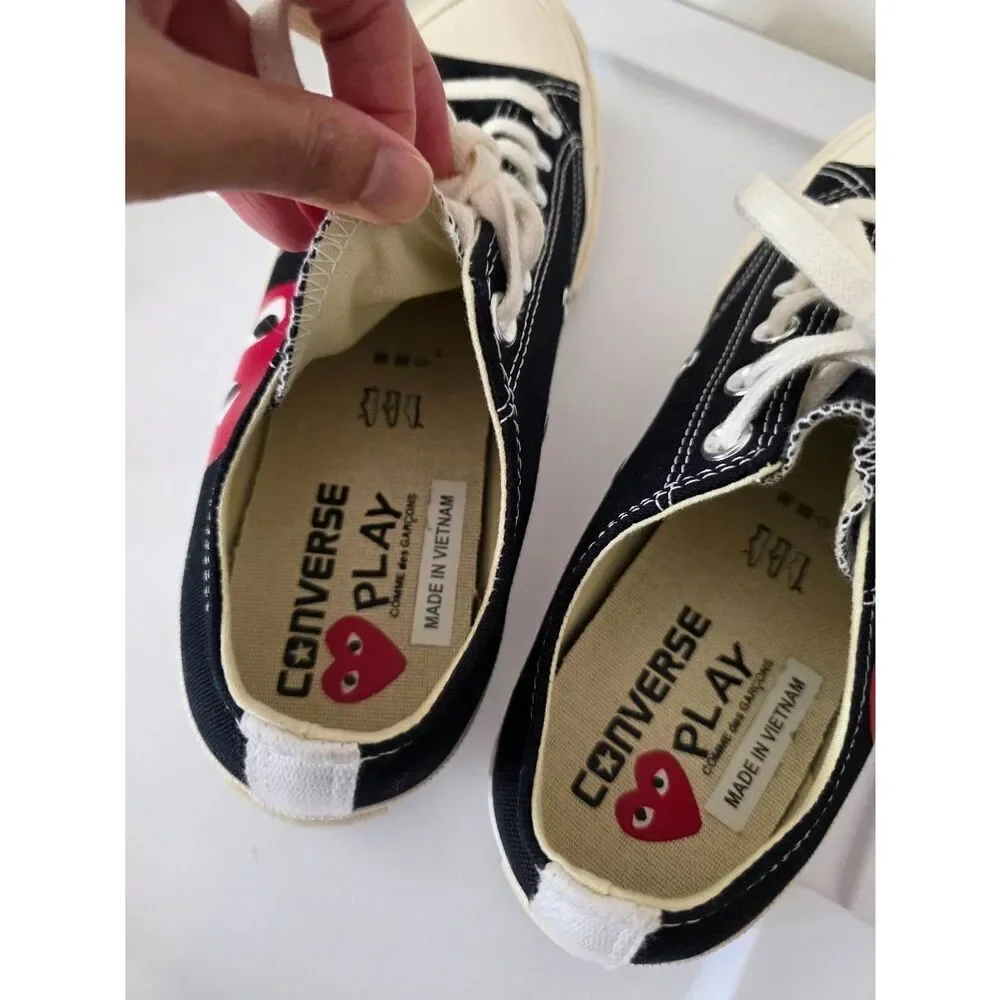COMME des GARCONS PLAY Converse Large Emblem Low Top Canvas Sneakers in Black M7
